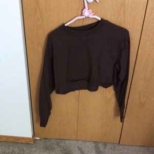 Brown cropped long sleeve shirt